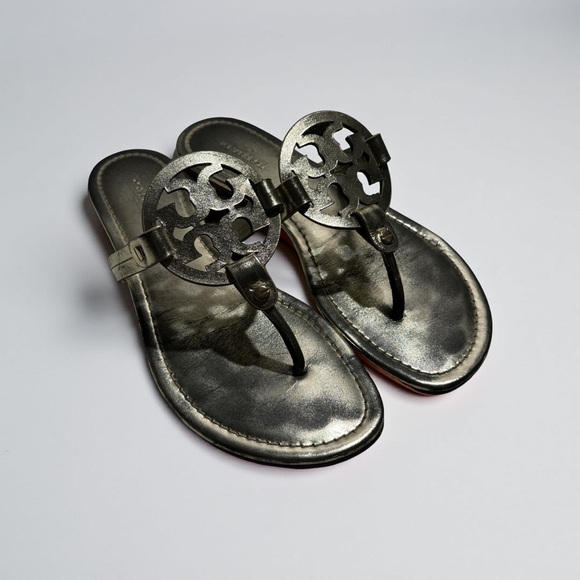 Tory Burch Shiny Silver Women's Sandals - Picture 3 of 5